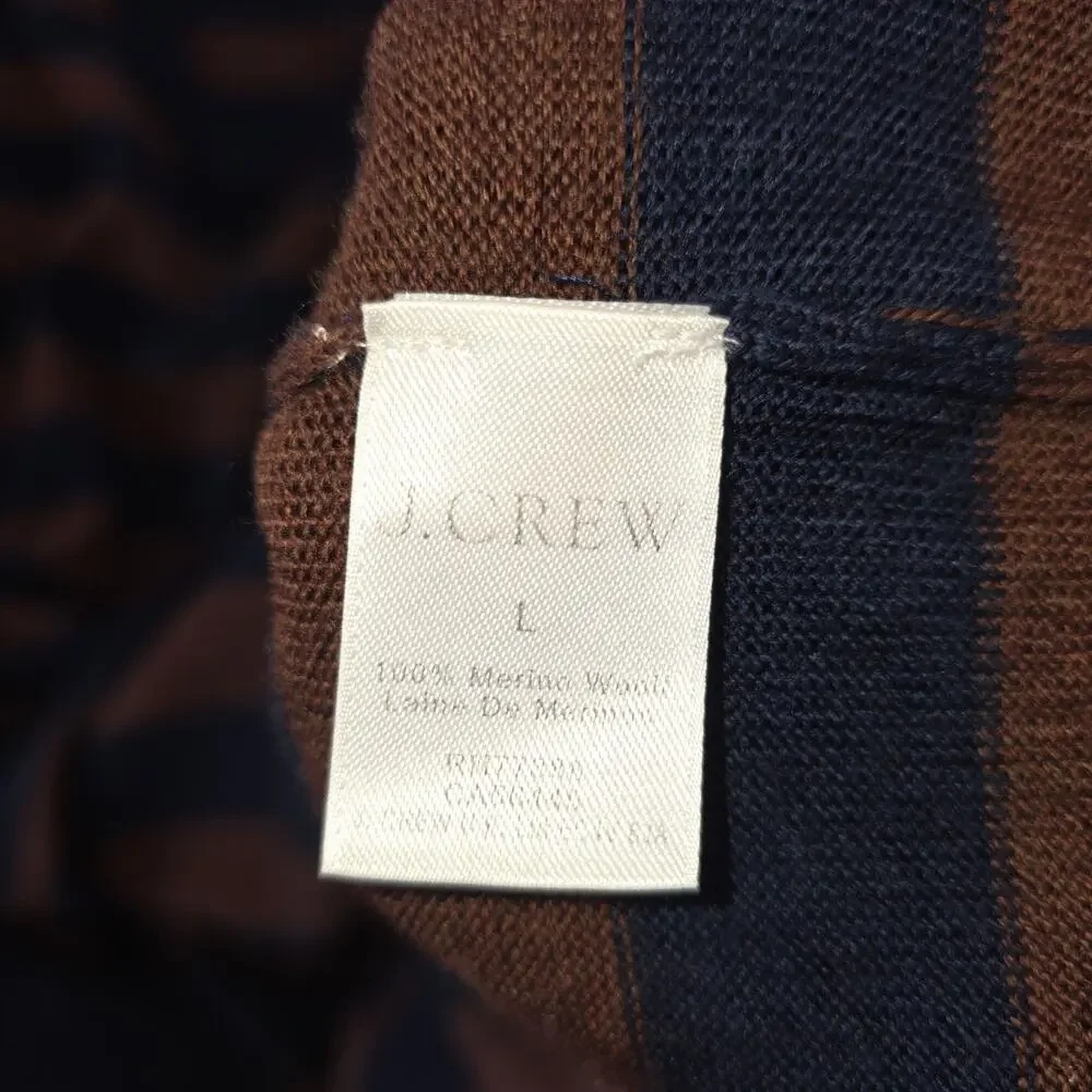 J Crew Wool Sweater Large Mens Pullover Striped Knit Preppy